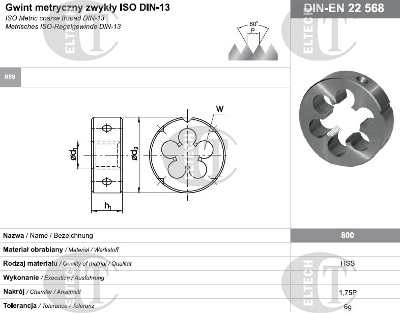 NARZYNKA M 3 DIN-22568 (6g) HSS 800