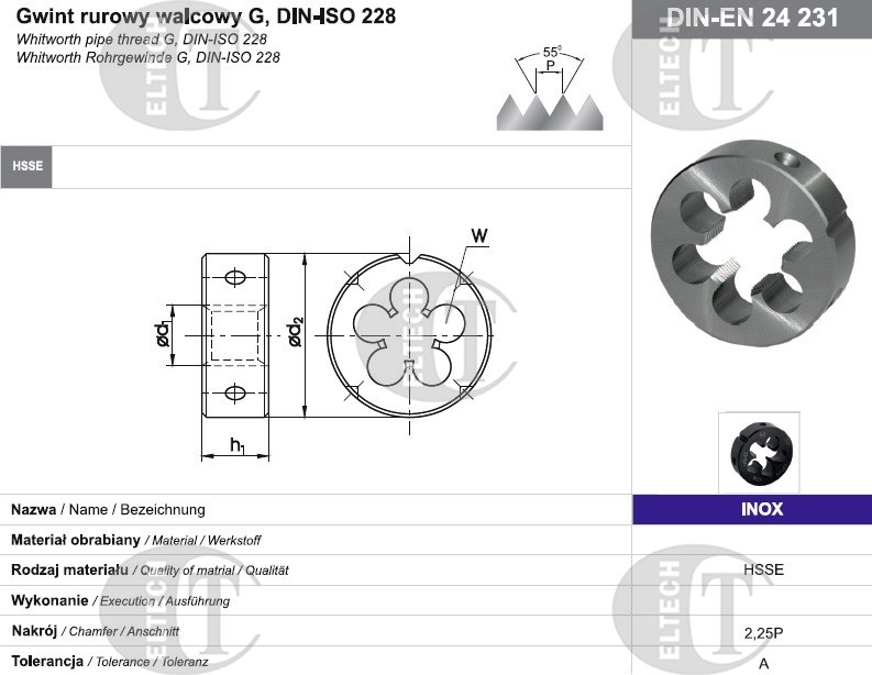 NARZYNKA G  1/2  DIN-24231 (A) HSSE INOX