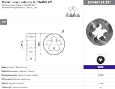 NARZYNKA G  3/4  DIN-24231 (A) HSSE INOX