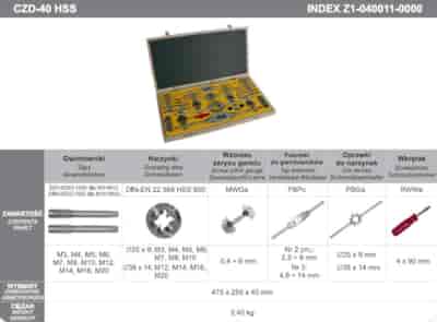 ZESTAW NARZEDZI DO GWINTOWANIA M3-M20 HSS CZD-40