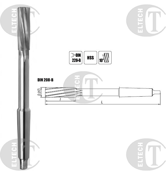 ROZWIERTAK MASZYNOWY FI 12,00 (H7)  44/182MM DIN 208-B SKRETNY MK1 HSS