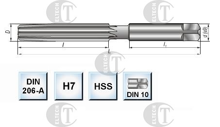 ROZWIERTAK RECZNY FI  3,00 (H7)  31/62MM DIN 206-A PROSTY HSS