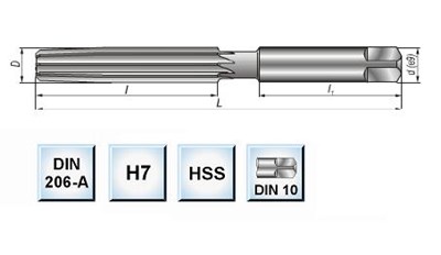 ROZWIERTAK RECZNY FI 30,00 (H7) 124/247MM DIN 206-A PROSTY HSS