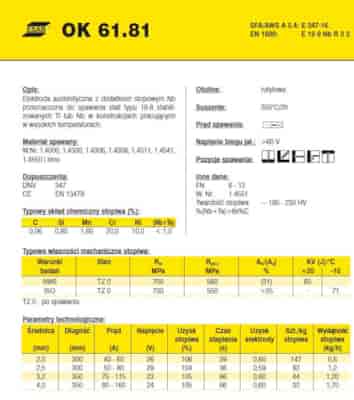 ELEKTRODA OK 61.81 2.50/0.7 /KARTON 4.2 KG/ VP