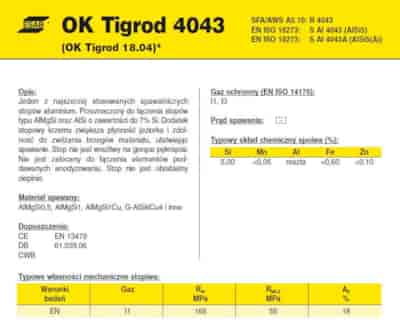 DRUT FI 2.40/1000 ALSI5 OK18.04 TIGROD 4043 ALU /2,5kg/